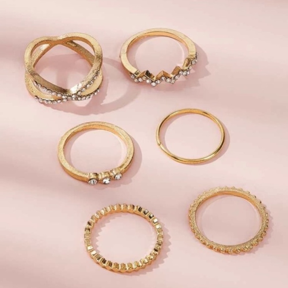 3 or $30 Rhinestone 6pc Boho Midi Ring Set - Picture 3 of 3